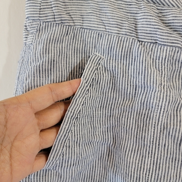 CHICO'S Women's 100% Linen Blue White Striped Casual Pants Sz 2.5/L Beachy - Picture 5 of 11